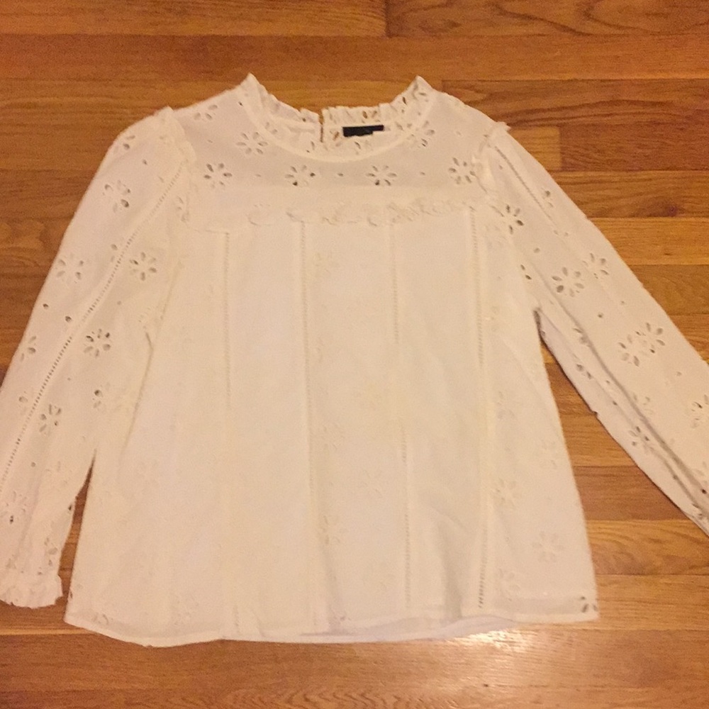 J.crew flower cut white shirt